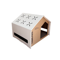 Maison de jeu écologique pour animaux de compagnie Boîte ondulée Papier Chat Griffoir Chat Jouet Carton Chat Maison Château Imprimer Maisons Bouton