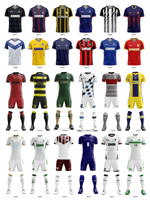 Seragam Jersey Olahraga Tim Kustom Berkualitas Tinggi Grosir Online OEM 100% Poliester Set Lengkap Perlengkapan Sepak Bola Pria