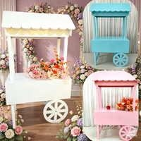 Chariot de service pliable en bois pour événements, charcuterie, collations, café, mariage, bonbons, avec roues