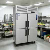 Congélateur vertical commercial en acier inoxydable robuste avec affichage numérique, refroidissement par air, réfrigérateur vertical de cuisine