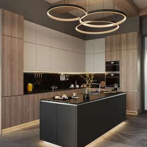 Fabrication de cuisines modernes sur mesure, armoires de cuisine commerciales avec accessoires de charnières pour évier, conception de cuisine équipée - Product Image 1