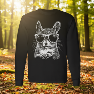 Camiseta de manga larga con estampado de ardilla, color negro, unisex, talla para adultos M L XL XXL - Product Image 3