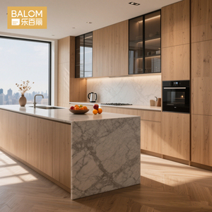 Muebles de Cocina Modulares Modernos Minimalistas con Acabado Gris Mate, sin Tiradores, con Iluminación LED Personalizada de Lujo - Product Image 2