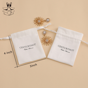 Pochettes à bijoux en daim souple, sacs d'emballage blancs à cordon de serrage personnalisé avec Logo personnalisé - Product Image 1