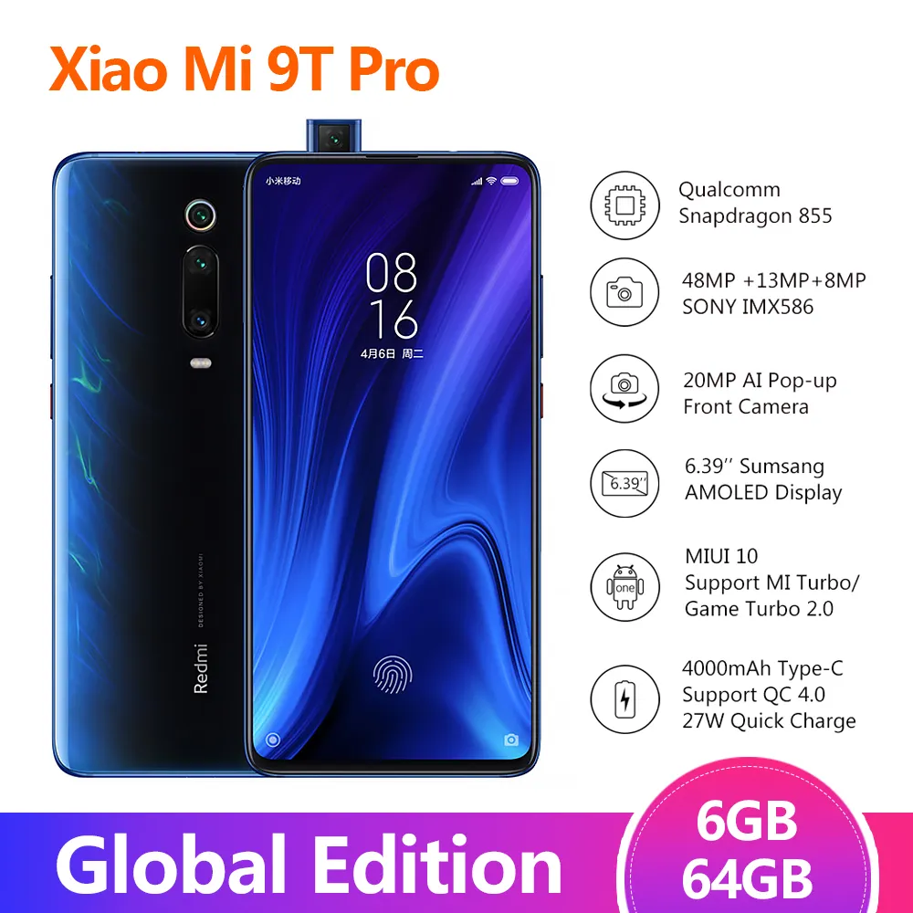 Xiaomi Redmi K20 Pro Mi 9T Pro 6GB 128GB 6,39 pulgadas Pantalla Completa Snapdragon 855 Octa Core MIUI 10 Redmi móvil