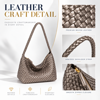 Sac Hobo Tissé Fait Main en Cuir PU pour Femmes, Sacs à Bandoulière, Sacs Sous le Bras, Sacs à Main pour Femmes, Logo Personnalisé, Vente en Gros