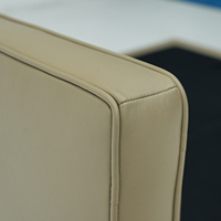 Lit King Size Moderne Minimaliste de Luxe avec Tête de Lit en Cuir Véritable Rembourrée et Confortable, Ensemble de Lit pour Chambre à Coucher