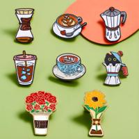 Haute qualité chat de glace Animal café émail broches fleurs mignonnes émail doux impression UV breloques Badges broches pins pins