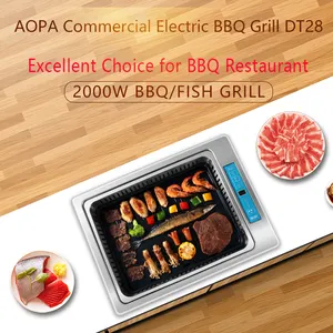 AOPA DT28 vendita Calda commerciale senza fumo Coreano elettrico barbecue grill per built-in da tavolo