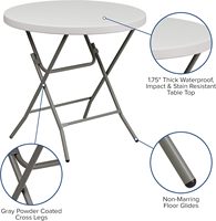 Table ronde pliante portative en plastique blanche résistante pour la noce extérieure de banquet