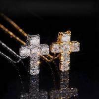 Collar con Colgante de Cruz en 5 Estilos, Plata de Ley 925, Chapado en Oro Rosa, con Moissanita VVS, Certificado, para Hombre y Mujer