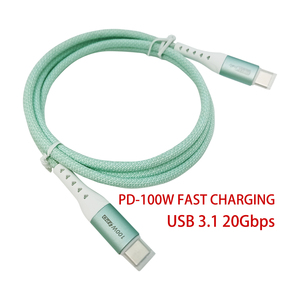 Pd100w nylon bện nhanh sạc cáp 20V 5A Type-C Cáp dữ liệu hợp kim kẽm USB3.1 3.2 <span class=keywords><strong>USB</strong></span>-C tương thích máy in máy tính <span class=keywords><strong>USB</strong></span>-C - Product Image 2