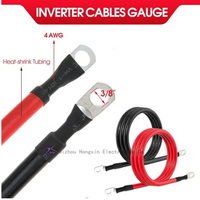 Juego de Cables de Batería de Cobre Estañado de Calibre 4 AWG con Terminal para Inversor de Batería para Automóvil, Barco Solar, RV
