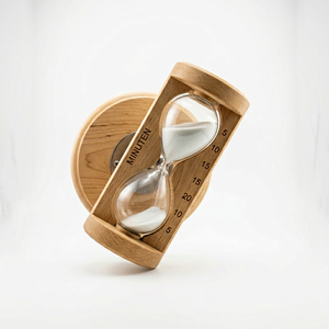 Reloj de Arena Giratorio de Madera de 15 <span class=keywords><strong>Minutos</strong></span>, Temporizador de Arena Blanca, Decoración Redonda para Escritorio, Sauna y Baño - Product Image 1