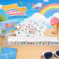 Ensemble de Mahjong Américain de Luxe, Tuiles Acryliques Blanches Mono-couche de 1,42 Pouce, Thème Dessin Animé Enfance, Laser Double Face, Portable