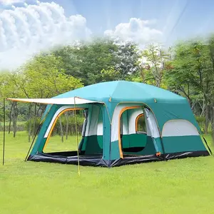 Fábrica Personalizado 5-8 Pessoa Luxo Grande Cúpula Camadas Duplas Família Impermeável Dobrável Dois Quartos Barracas de Acampamento Ao Ar Livre