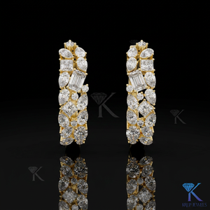 Lab Grown CVD HPHT Diamond Emerald Cut Huggie <b>Hoop</b> <b>Earrings</b> 14K <b>Solid</b> Gold Luxury Fine Women's Wedding Party Jewelry - Product Image 2