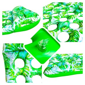 Flotador Inflable con Estampado de Hojas Verdes, con Orificios para Vasos, Almohada Flotante para Piscina para Adultos - Product Image 4