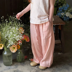 Pantaloni Estivi per Bambina Orange Music in Cotone Drappeggiato, Gamba Dritta, Lunghi, Morbidi, Anti-zanzare - Product Image 2