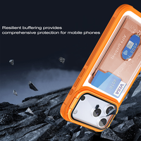 Étui de téléphone transparent magnétique antichoc en TPU+PC pour 17/16/15/14/Plus/13/12/11 Pro Max avec fente pour carte et protection d'objectif