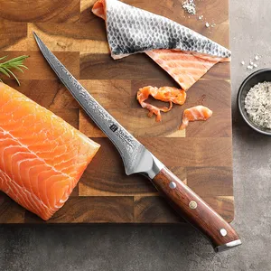 سكين فيليه ياباني XINZUO الأكثر مبيعًا، <span class=keywords><strong>7</strong></span> بوصات، 67 طبقة من فولاذ دمشق، بمقبض من خشب الورد الطبيعي، لتقطيع وتجهيز الطعام - Product Image 2