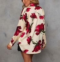 Imprimer élégant doux fleur rouge saint valentin femmes Shacket Top Blouse 2025 OEM/ODM