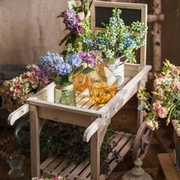 Chariot à fleurs en bois antique étagère à fleurs étagère fleuriste présentoir décoratif cour chariot décoratif vintage