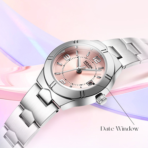 Reloj de Cuarzo para Mujer Mark Fairwhale, Esfera Color Rosa Radiante, Ventana de Fecha, Resistente al Agua 30m, Brazalete de Acero Inoxidable, Reloj de Pulsera para Dama - Product Image 3