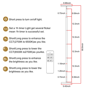 Wood 30W <b>LED</b> Midcentury Floor Lamp Remote <b>Control</b> Stepless Dimmable Color Changing Modern Uplight Corner Lamp for Bedroom Office - Product Image 5