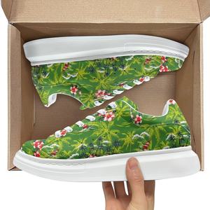 Ventas directas de fábrica Zapatillas de deporte Hawaiian Palm Leaf Hibiscus Flower Diseñador Cómodo con cordones Zapatos para correr Zapatos planos personalizados - Product Image 3