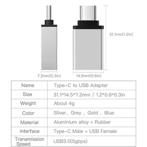 Adaptador USB C OTG rápido USB 3,0 a tipo C adaptador para Macbook Pro Xiaomi <span class=keywords><strong>Huawei</strong></span> Samsung Mini adaptador USB tipo C convertidor OTG - Product Image 6