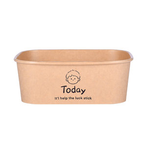 Rectangular Kraft Paper Disposable Lunch Box 750ml <b>Microwave</b> Safe Takeout Packaging For Picnics Camping Fruit Salad - Product Image 3