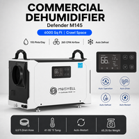Déshumidificateur commercial Defender M145 neuf, 73 L/jour, débit d'air 265 CFM, 557 blanc, faible encombrement pour sous-sols