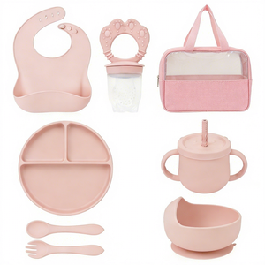 Juego de Alimentación de Silicona Personalizado al por Mayor para Bebés, Set de Vajilla para Recién Nacidos, Juego de Platos de Silicona con Bolsa de Almacenamiento - Product Image 1