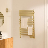 Toallero Eléctrico de Aluminio Dorado Cepillado, Calentador de Toallas Montado en Pared para Baño y Hotel, Radiador IP24 CE, Directo de Fábrica