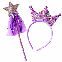 Cadeaux de fête d'anniversaire Pafu pour filles, couronne de princesse à paillettes, bandeau et baguette magique, ensembles d'accessoires de fée pour enfants