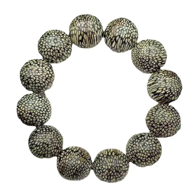 Bracelet de perles de bouddha en bois d'agar avec motif d'écailles de dragon 12 pièces de 1.8cm naturel sauvage vintage vintage