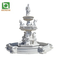 Fontaine d'eau en pierre de figure grecque de décoration de jardin extérieur en marbre blanc naturel sculpté à la main