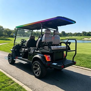 High-efficiency Multi-functional 6-seat Black Gasoline Golf Cart LED Light <b>Strip</b> 30-50Km/h 90km Range Four Wheel - Product Image 3