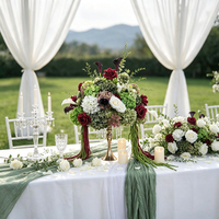 Arrangement floral de mariage tendance 2027, 60 cm, combinaison de bordeaux et de vert, hydrangea, calla lily, boule de fleurs artificielles, centre de table