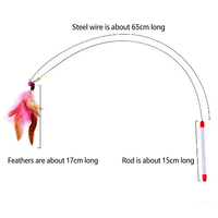 Bâtonnet interactif pour chat en fil d'acier avec plume, long et élastique, résistant aux morsures, pour jeu autonome