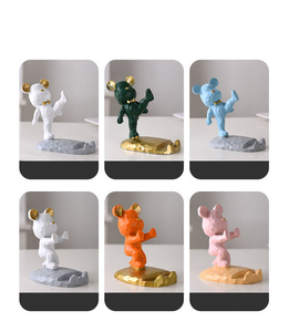 Yaratıcı ve Sevimli Ayı Art Deco Natürmort Reçine Telefon Standı Masaüstü Dekorasyonu - Product Image 4