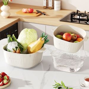 Panier à légumes multifonctionnel double couche de qualité alimentaire pour cuisine et salon avec drainage - Product Image 1