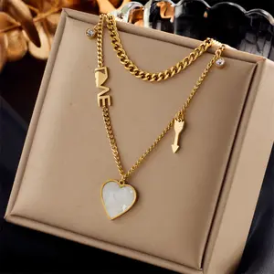 패션 아니 변색 심장 목걸이 이탈리아 금 보석 제조 업체 이탈리아 여성 도매 N2310032