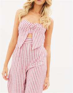 2022 ropa de mujer personalizada conjuntos de monos a rayas conjuntos de mono informal elegante sin mangas - Product Image 3