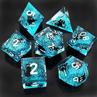 Dés à six faces en résine écologique sculptée avec logo personnalisé, lot de 7 dés pour jeux de société D&D Dragon TRPG, à cœur liquide, modèle chat, dernière nouveauté, vente chaude