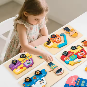 Enfants en bois petit Puzzle début éducatif Animal cognitif 3D Puzzle jeu éducation précoce jouet pour les enfants - Product Image 2