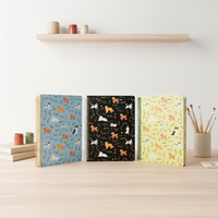 Carnet scolaire A4 à spirale avec couverture en tissu, motif Chiot de Jardin des Fêtes, 200 pages, impression UV, multicolore, logo personnalisé
