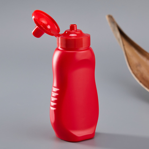 Refillable Food Grade 270ml 300ml 350ml Red PE Ketchup Bottle With Flip Cap for Easy Squeezing Leakproof for Burger and Fries - Product Image 2