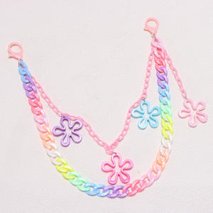 Chaîne de pantalon double couche en acrylique à motif floral avec chaîne de taille couleur bonbon pour jeans décontractés, chaîne de corps tendance - Product Image 3